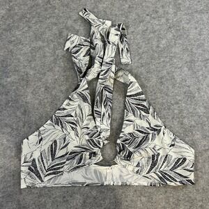 Tropical Leaf Print Halter Neck Crop Top & Shorts Set Women's Size M